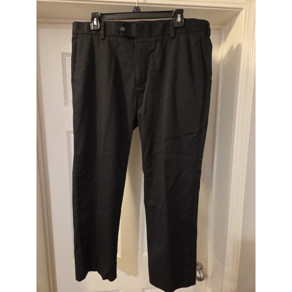 Roundtree & Yorke Travel Smart Wool Blend Flat Front Chino Pants 36x28 Black